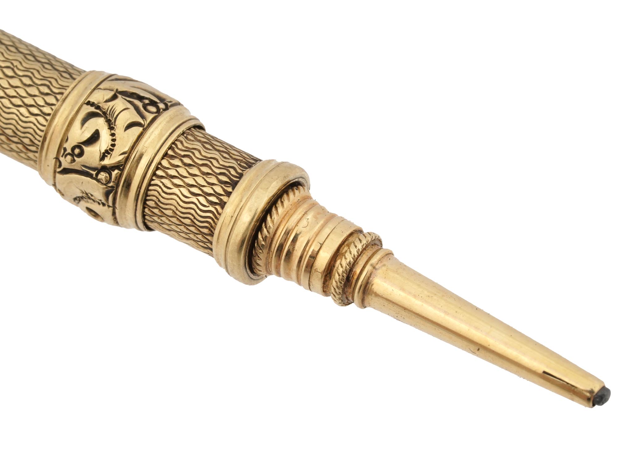 14K GOLD MECHANICAL PENCIL WITH CARVED BLOODSTONE PIC-4